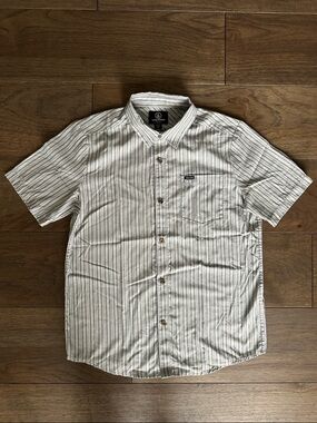 Volcom Boys Striped Button Down Shirt, Short Sleeve Button Down
